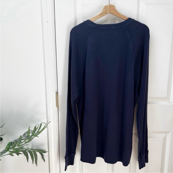 J. Crew Mixed waffle crewneck Thermal Shirt Sweater in Blue Navy - Picture 5 of 8